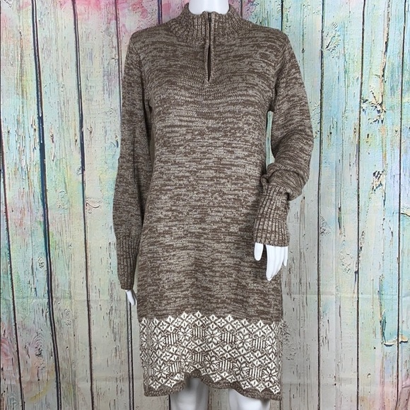 Soybu Dresses & Skirts - Soybu Fair Isle Knit Long Sleeved Sweater Dress